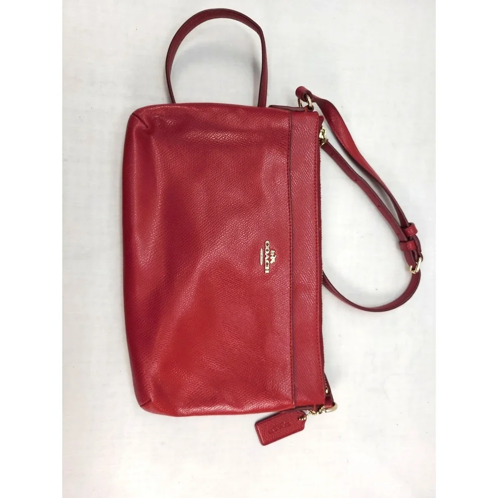 Coach Red Crossgrain Leather Crossbody Bag